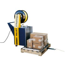 Pallet strapping machine is many times faster than hand strapping.